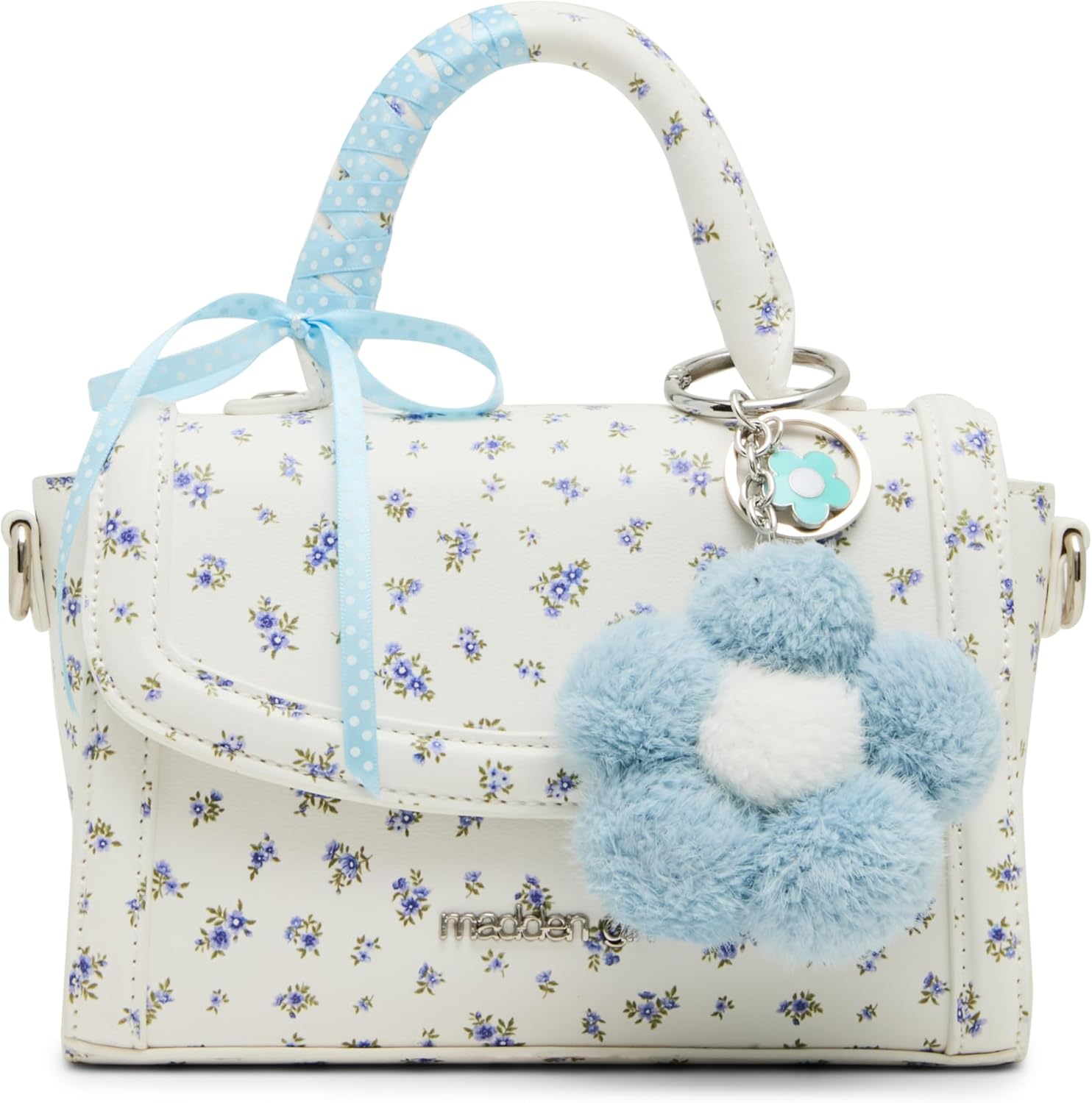 Madden Girl Top Handle Bag, White Ditsy