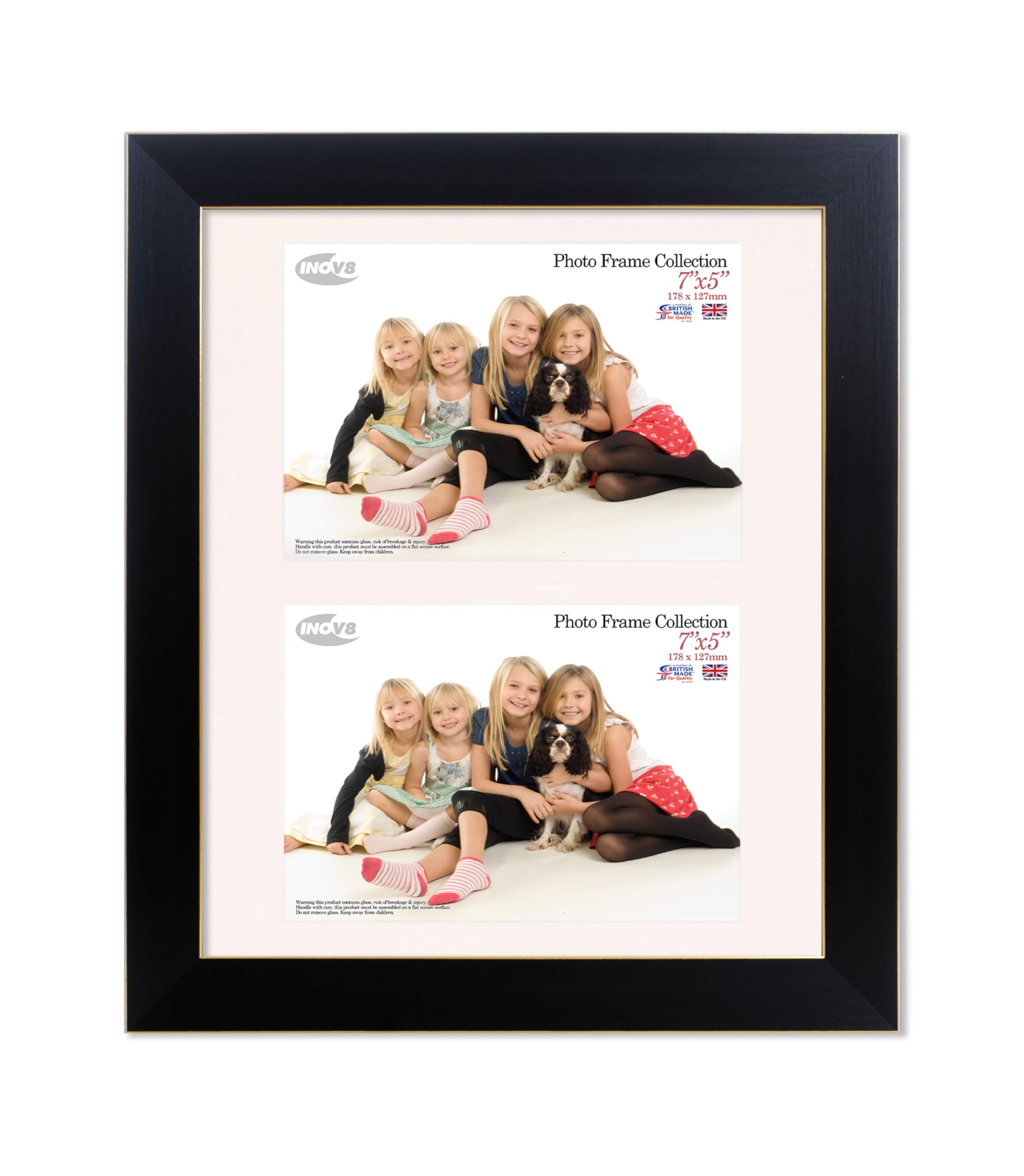 Inov8 Framing - Black Ash Gold Trim 12x10 (25x30cm) Photo Frame - Black - Glass