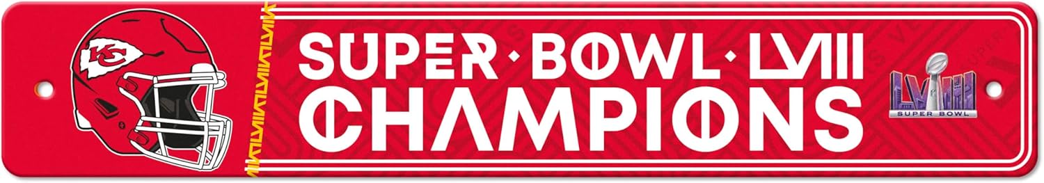 NFL - Kansas City Chiefs Super Bowl LVIII Team Color Street Sign Décor 4in. X 24in. Lightweight