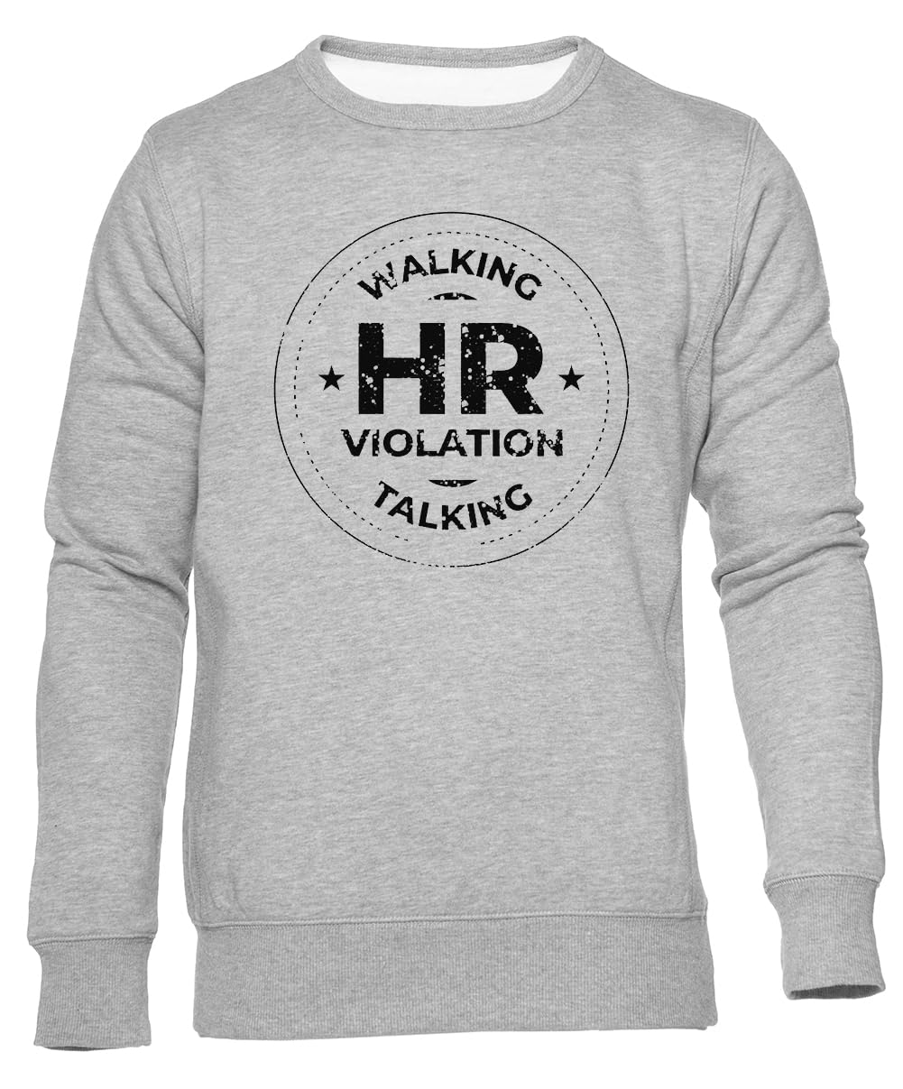 Chodzące Naruszenie Hr Rozmawianie Unisex Szara Crewneck Unisex Grey Sweatshirt Crewneck