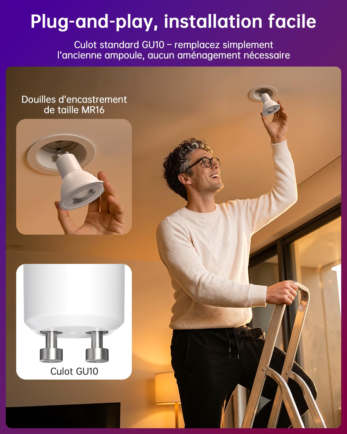 YAYZA! Ampoule LED GU10 Blanc Froid 5W, 6000k RGB Dimmable Ampoule Couleur, Spot Changementde Couleur, 450lm(équivalent 50w),12 Couleurs, 5 modes,Timing, Avec Telecommande (Pièce de 8