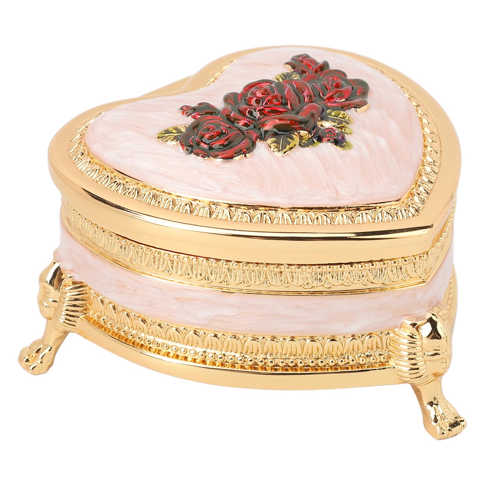 Boîte à bijoux en forme de cœur rouge en alliage de zinc durable pour chambre