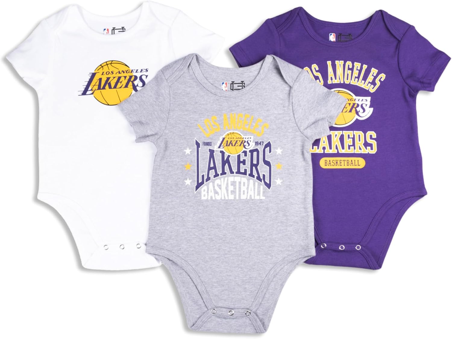 Ultra Game Youth NBA Official Baby Super Soft Cotton 3 Pack Creeper Bodysuit