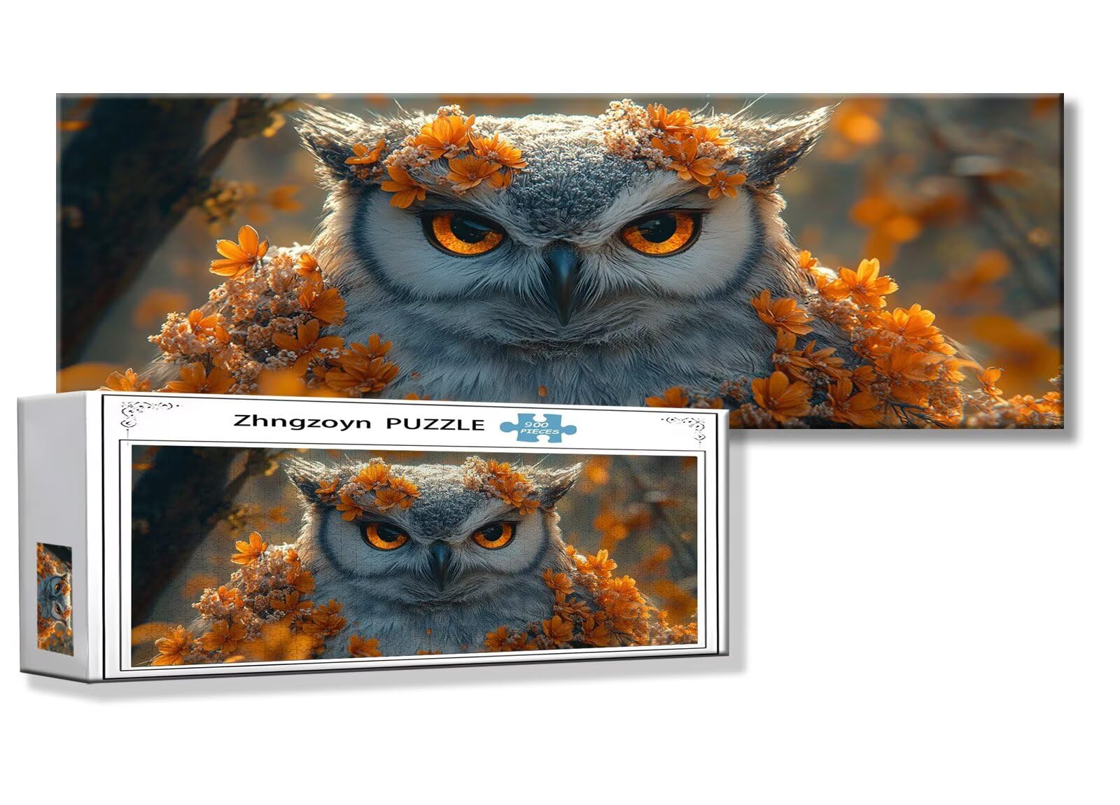 Puzzle Hibou 900 Pieces Animal Puzzle Adultes 87 x 34 cm DIY Difficile Classiques Jigsaw Panoramique, Adulte Jeu éducatif, 2025 Bois Jigsaw Art Impossible Famille Challenge, Cadeau pour Femme C-3