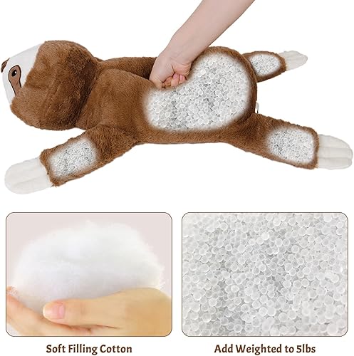 Miniatura 3 de Wepop Animales de peluche con peso de 5 libras, felpa de perezoso grande de 24 pulgadas, lindas almohadas de peluche suaves para adultos, niños y