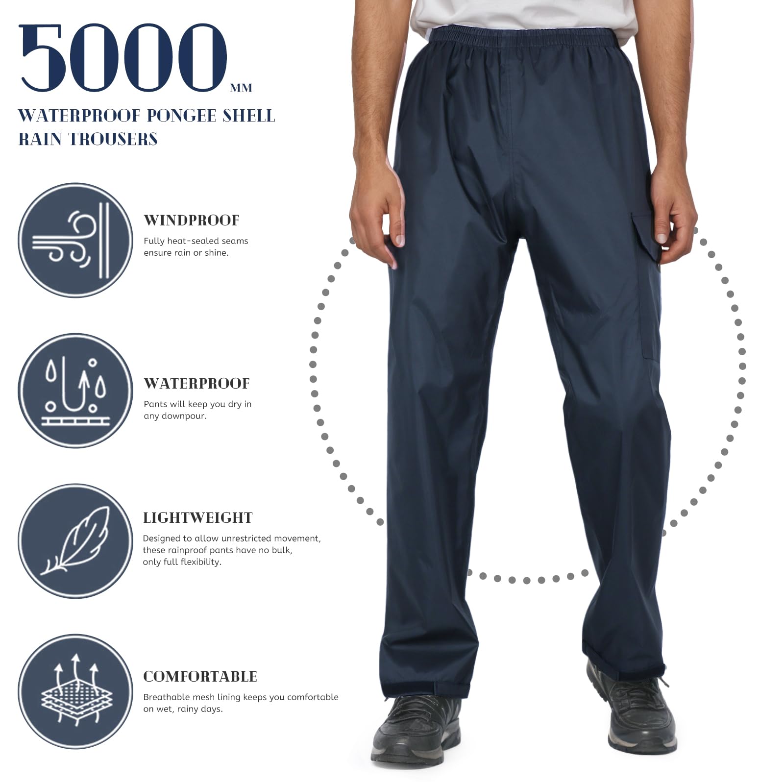 Pantaloni da Uomo Impermeabili Antivento Pantaloni da Pioggia Spessi e Spessi per Escursionismo, Golf, Pesca, Ciclismo