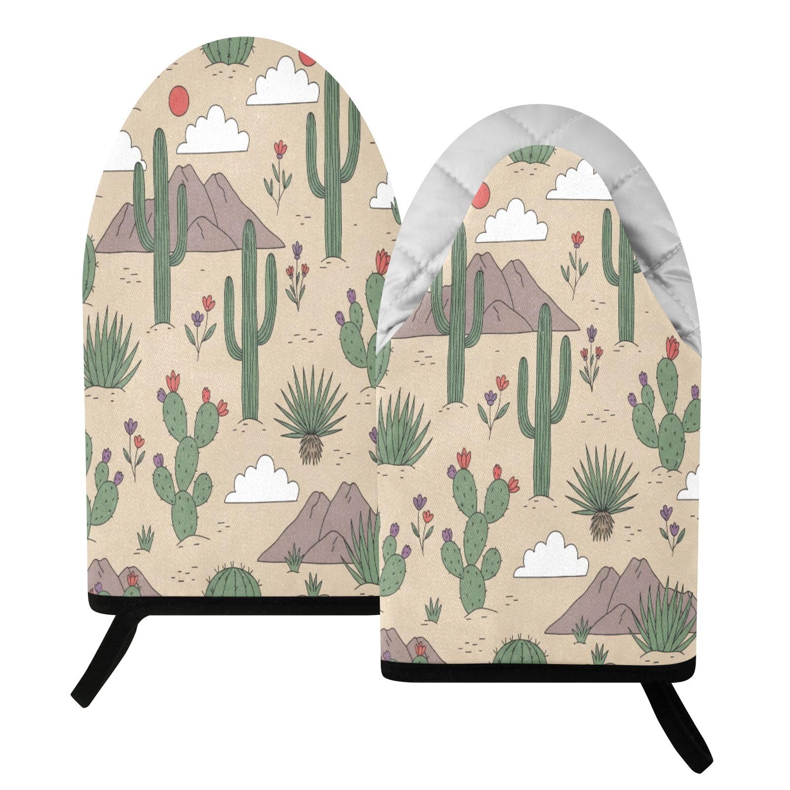 BURSTDDY Cactus Oven Mitt,Heat Resistant Kitchen Mitts for Cooking