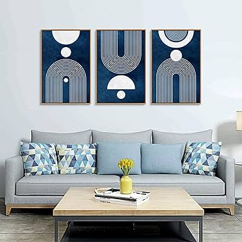 Amazon.com: Framed Boho Canvas Wall Art - Mid Century Modern