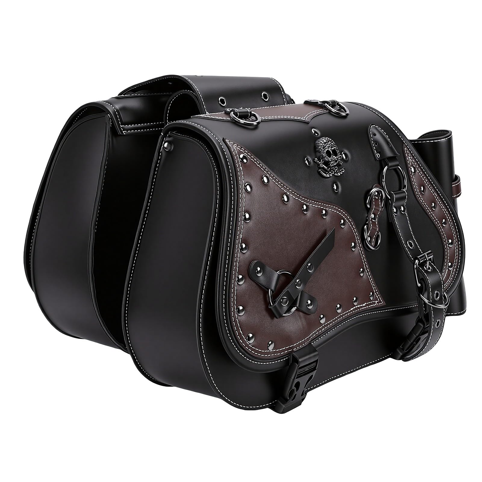 Asixxsix Sakwy Motocyklowe ze Skóry PU, pojemność 30 L
