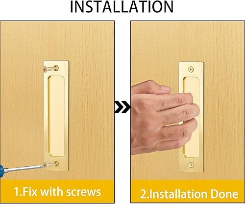 Miniatura 6 de Tiradores de armario para puerta corrediza de granero, 2 tiradores de aleación de aluminio para dedos, rectangulares empotrados con bolsillo