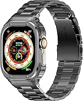 Vista 24 de HASLFM Correa de acero inoxidable con funda compatible con Apple Watch Series 9, 8, 7 (1.614 pulgadas), 6 5 4 SE3/2/1 (1.575 pulgadas), Series 3, 2