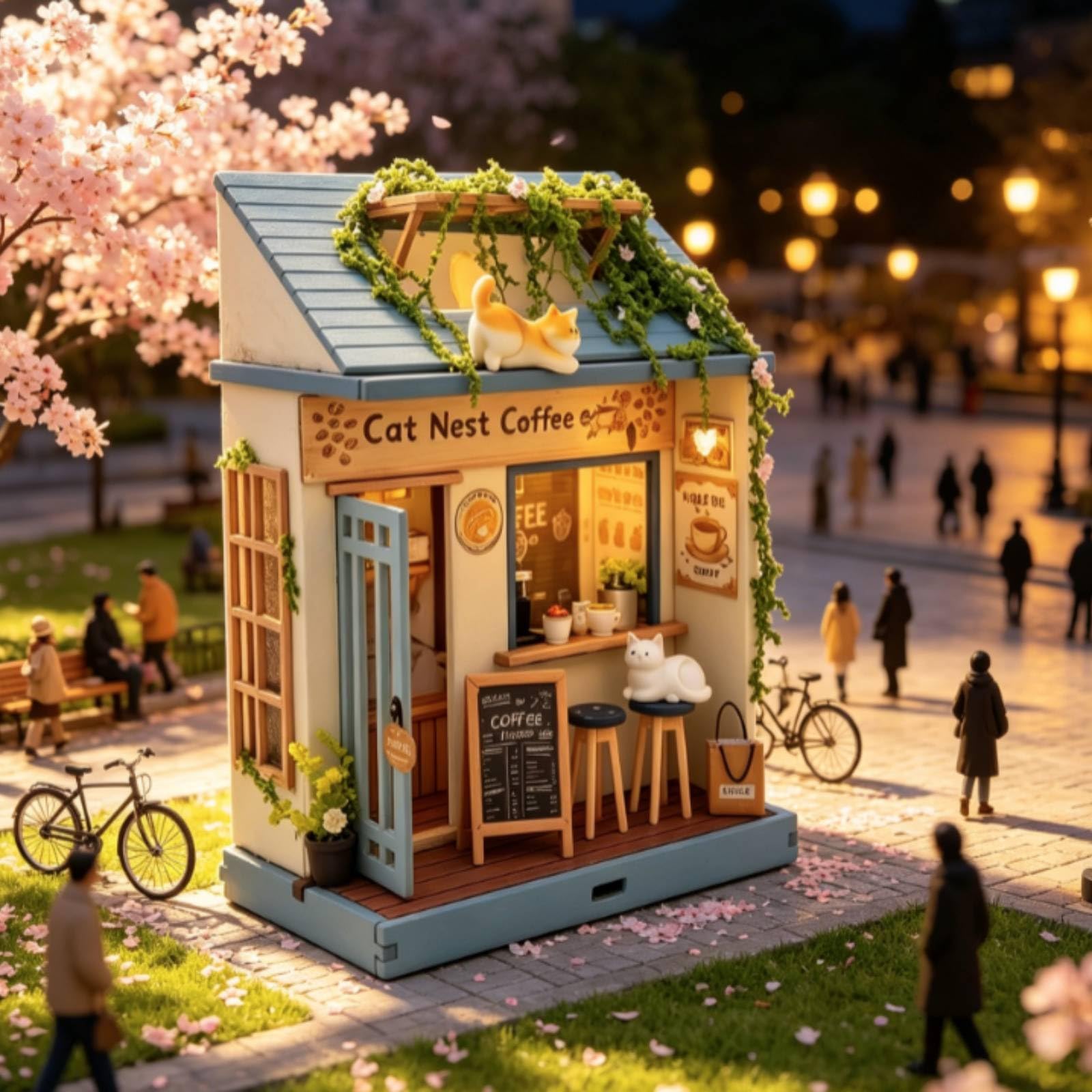 Modellino di Caffetteria Decorativo Miniature Fai da Te Compatto Modello per Collezionisti, Adulti, Tempo Libero, Esposizione su Mensola