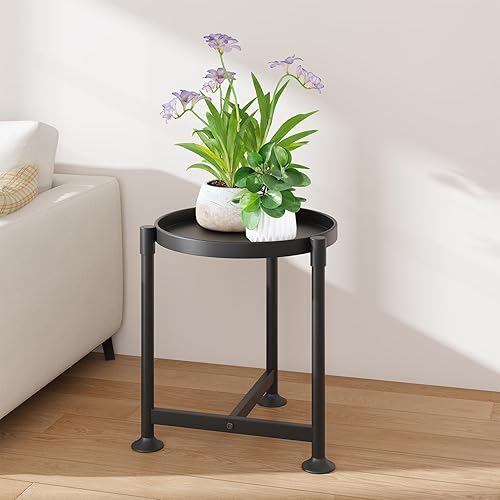 LASZOLA Soporte de Plantas Negro para Interior para Macetas Grandes y Altas de Servicio Pesado, Organizador Vertical de Flores Único de Metal para