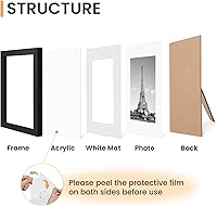 Vista 4 de upsimples 4x6 Picture Frame Set of 10, Display Pictures 3.5x5 with Mat or 4x6 Without, Multi Photo Frames Collage for Wall or Tabletop Display, Black