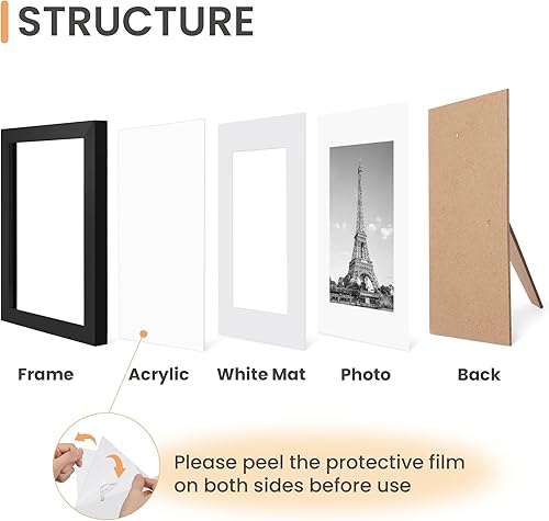 Vista 4 de upsimples 4x6 Picture Frame Set of 10, Display Pictures 3.5x5 with Mat or 4x6 Without, Multi Photo Frames Collage for Wall or Tabletop Display, Black