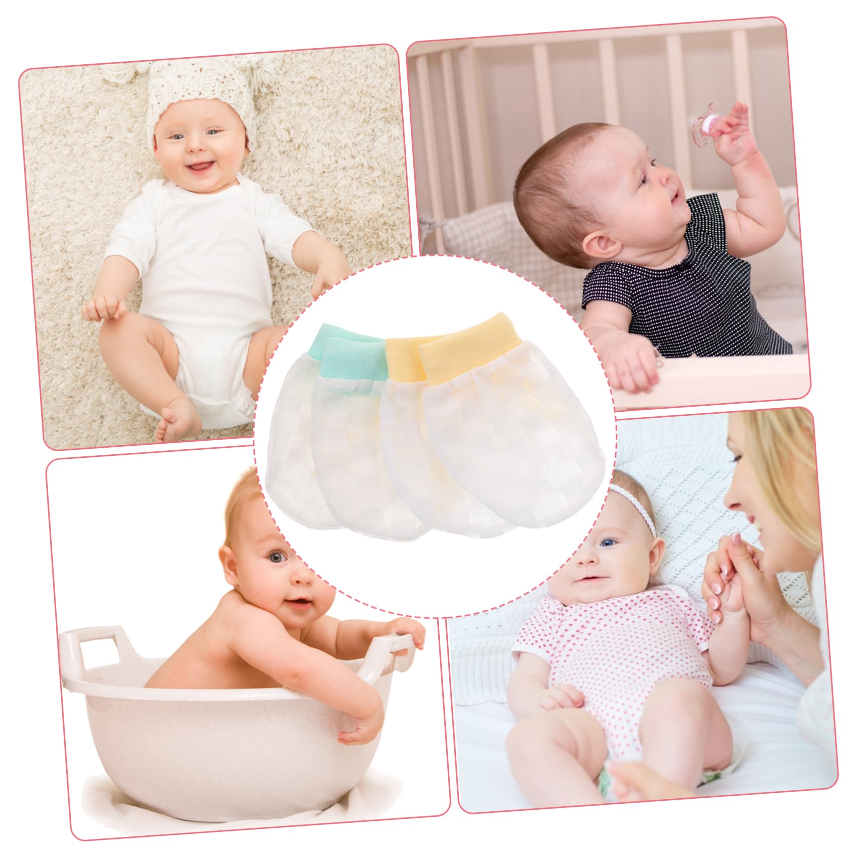 GAROZATION 2 Pairs Ice Silk Gloves Winter Baby Mittens No Scratch Newborn Gloves for 6-12 Months