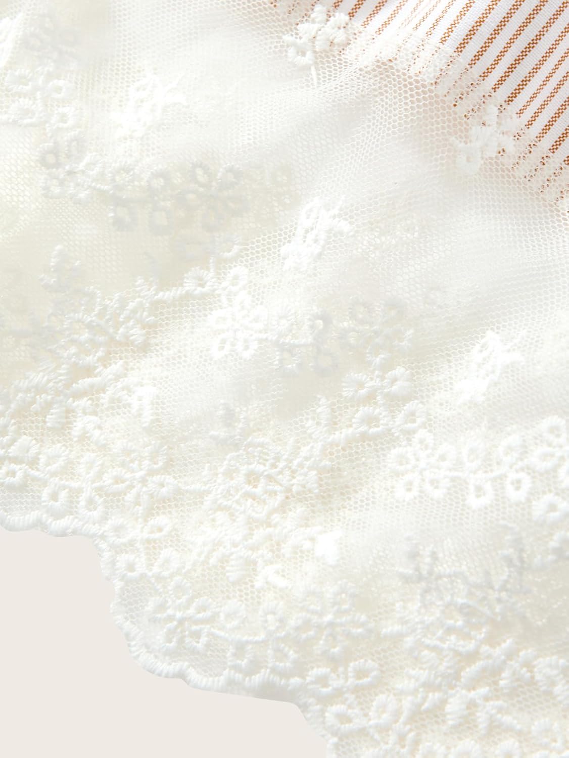 Women's Striped Lace Crop Top Puff Sleeve V Neck Tie Back Cute Going Out Blouses - Image 5