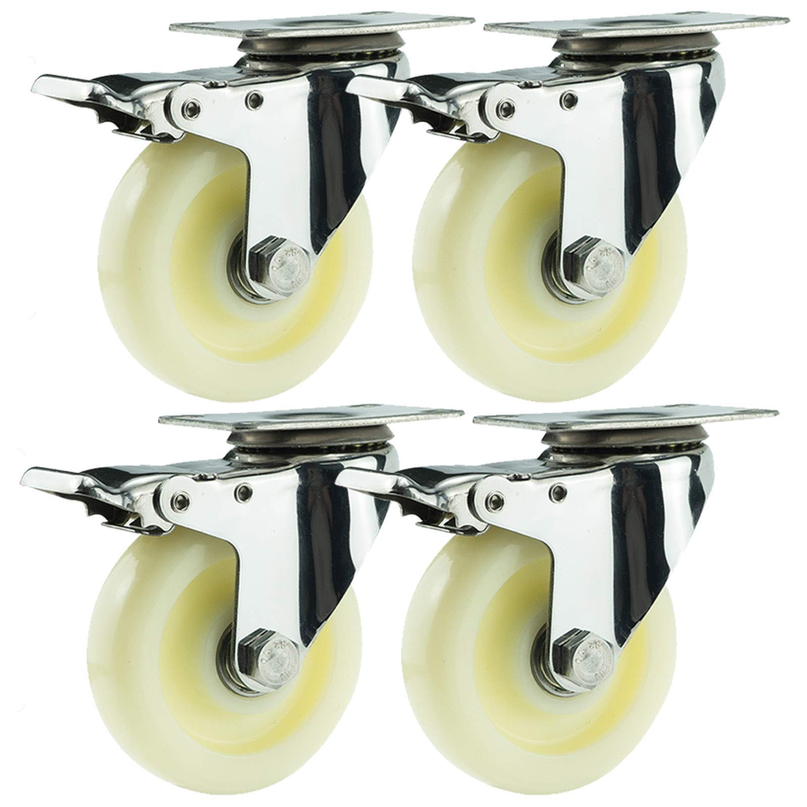 GYRAZXS High-Performance 125mm Nylon Furniture Castors with 360° Rotation & 4 Brakes 304 Stainless Steel Load Capacity 400kg & Reliable for Easy Mobility