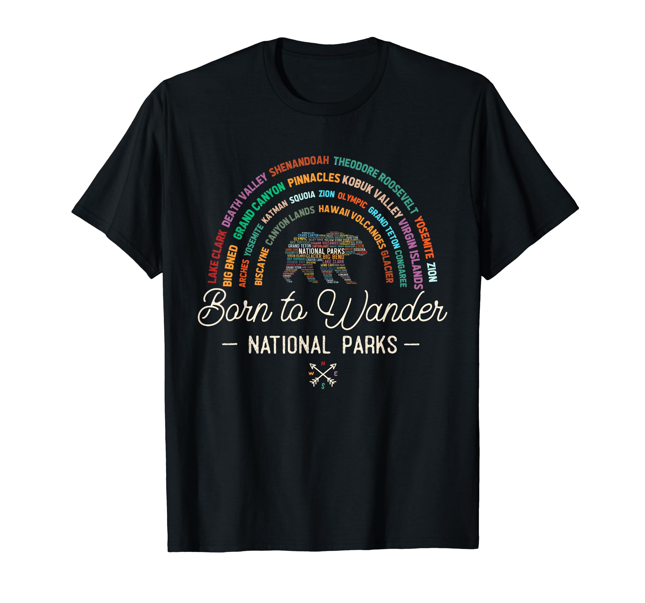 National Parks USA - Bear - Born To Wander National Parks T-Shirt