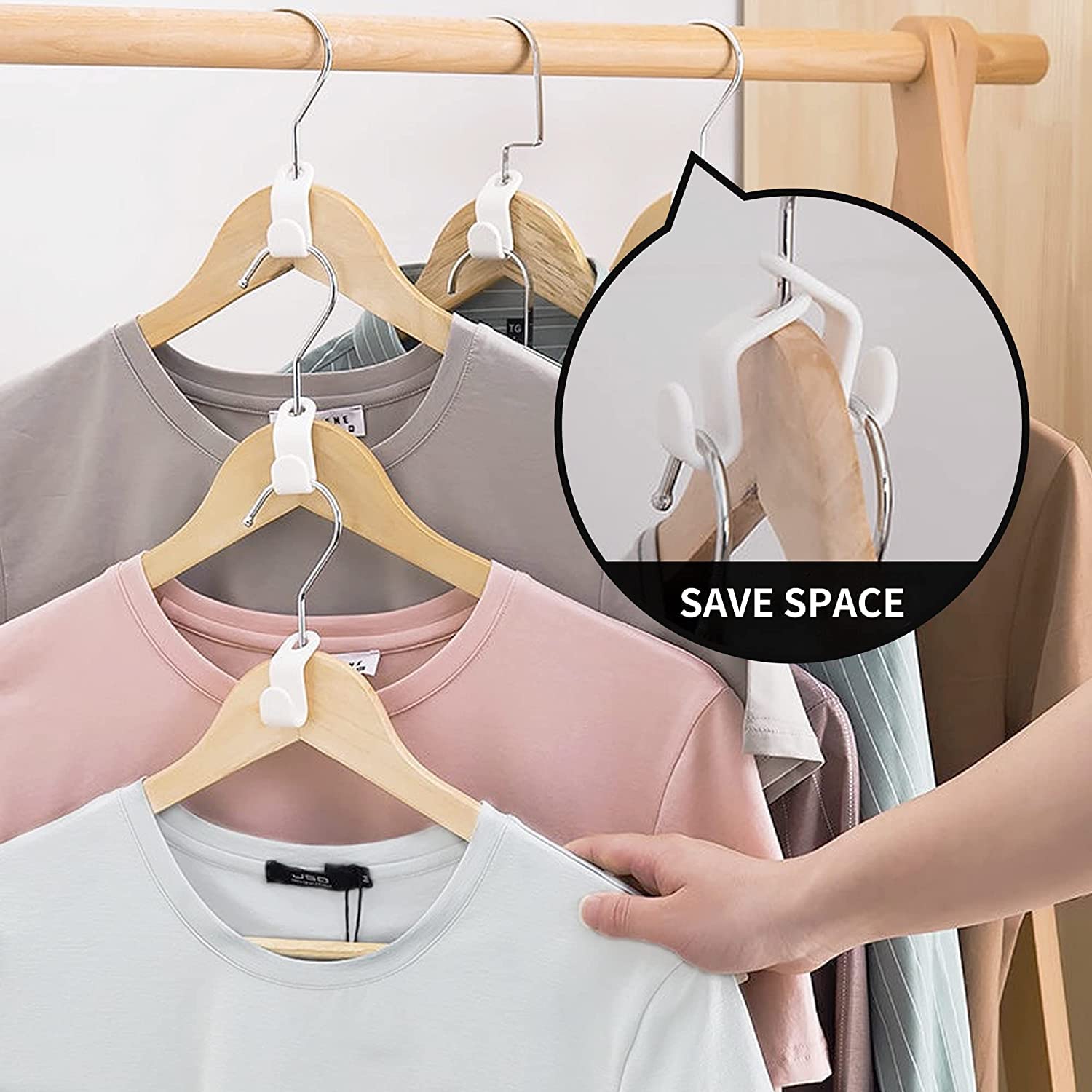 100 Ganci Connettori Per Appendiabiti, Mini Anelli Salvaspazio In Plastica Bianca, Per Organizzare Armadio