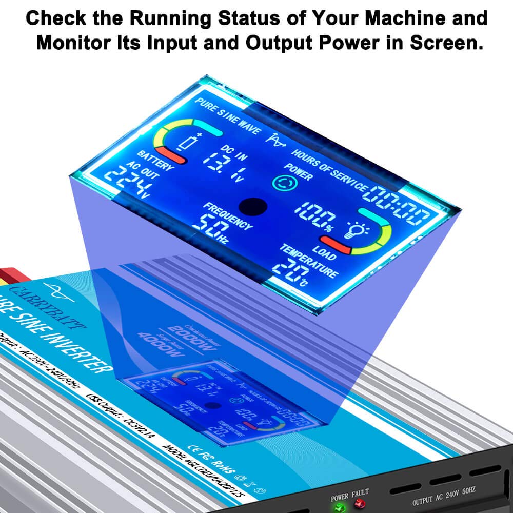 1000W 12V à 220V-Onduleur À Onde Sinusoïdale Pure 2000W 3000W 4000W Puissance Solaire Voiture