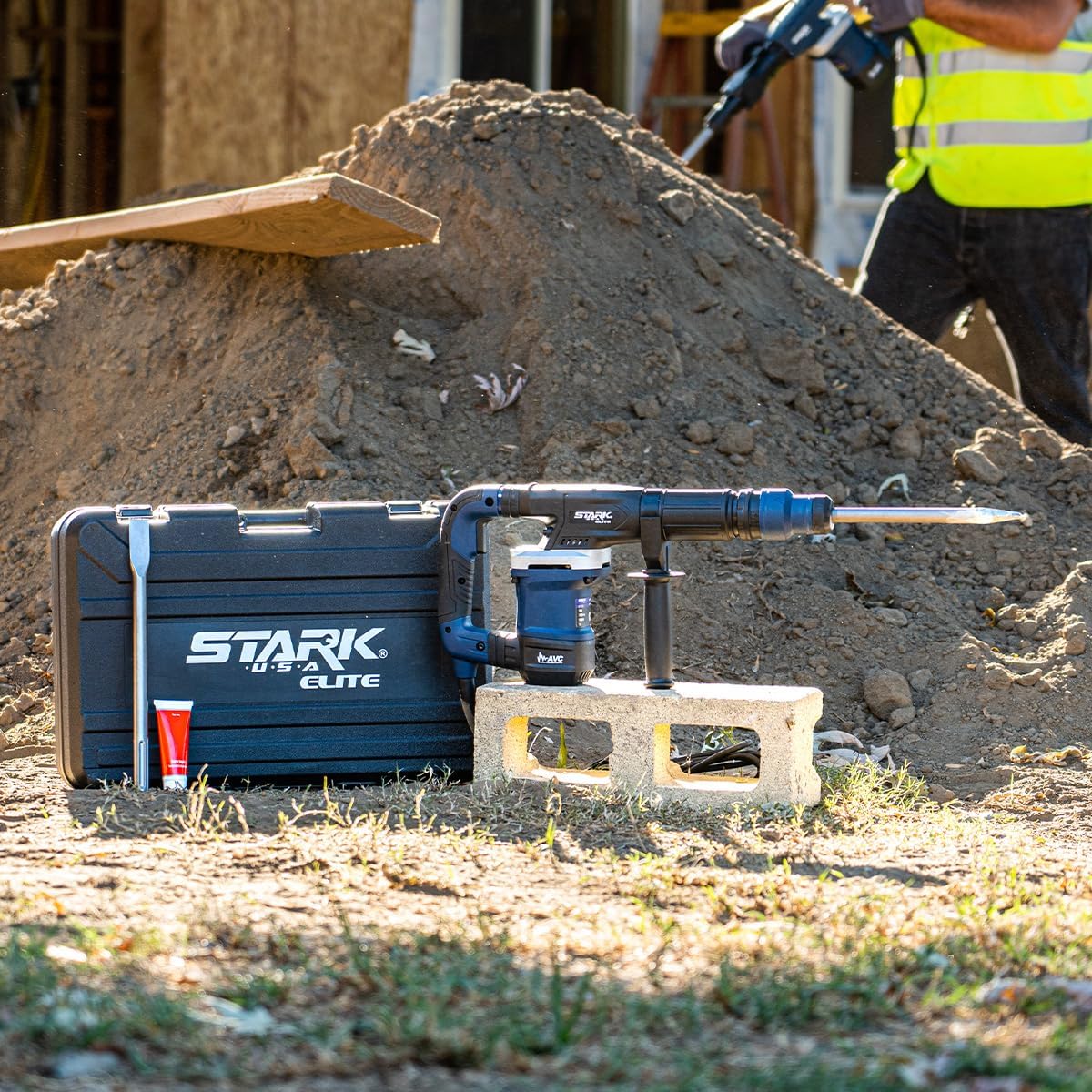 Stark USA 1200W 11-Pound SDS-Max Demolition Chipping Hammer, Corded Electric Demo Chipping Hammer Concrete/Pavement Breaker with Chisel & Case