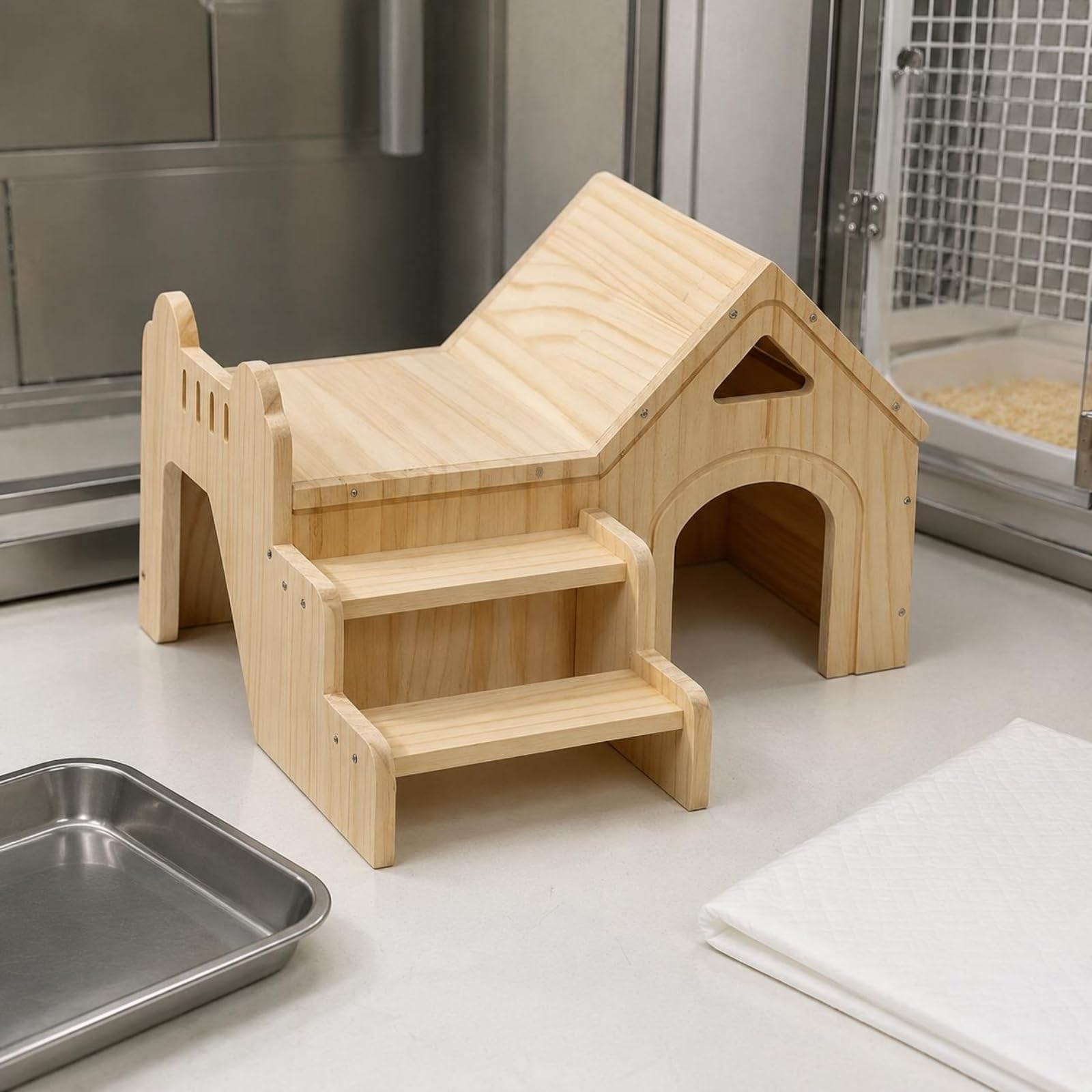Casetta Legno Bordi Arrotondati Casetta Animale Viti Visibili Alloggio Animali per Nascondiglio
