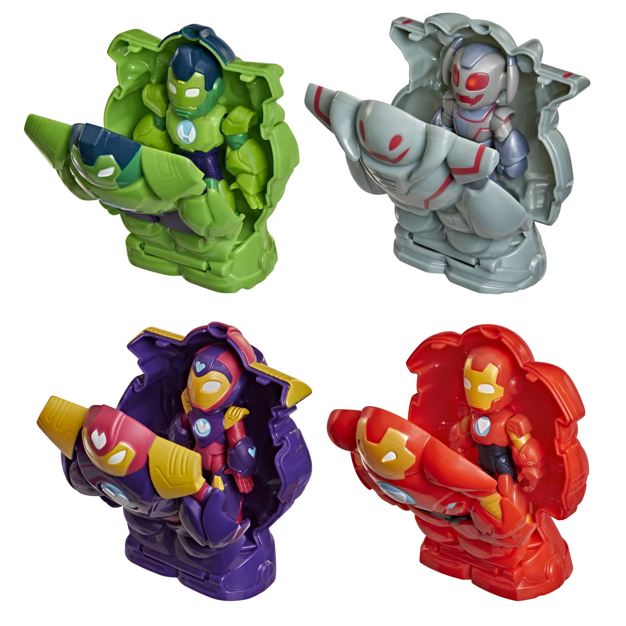 Zestaw z olbrzymimi zbrojami i odrzutowcem Iron Mana z serialu Marvela "Iron Man i super ekipa" telewizji Disney Jr., figurki o wysokości 7,6 cm, zbroje i model pojazdu