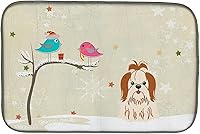 Vista 89 de Caroline's Treasures BB2508DDM - Tapete de secado de platos de perro de montaña bernés con regalos de Navidad entre amigos, tapete absorbente