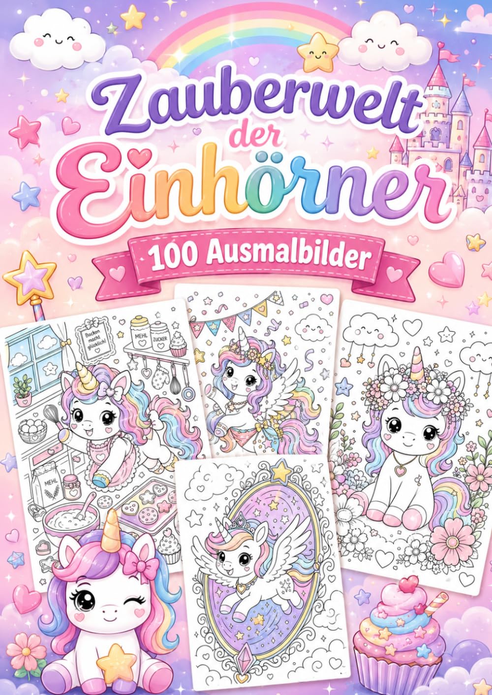 Zauberwelt der Einhörner: 100 Ausmalbilder