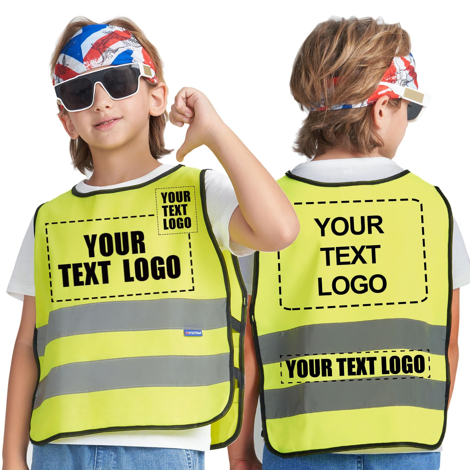 AYKRM 2-5 Year Hi Vis Vests for Kids,Personalised Printed Kids High Visibility Reflective Vest