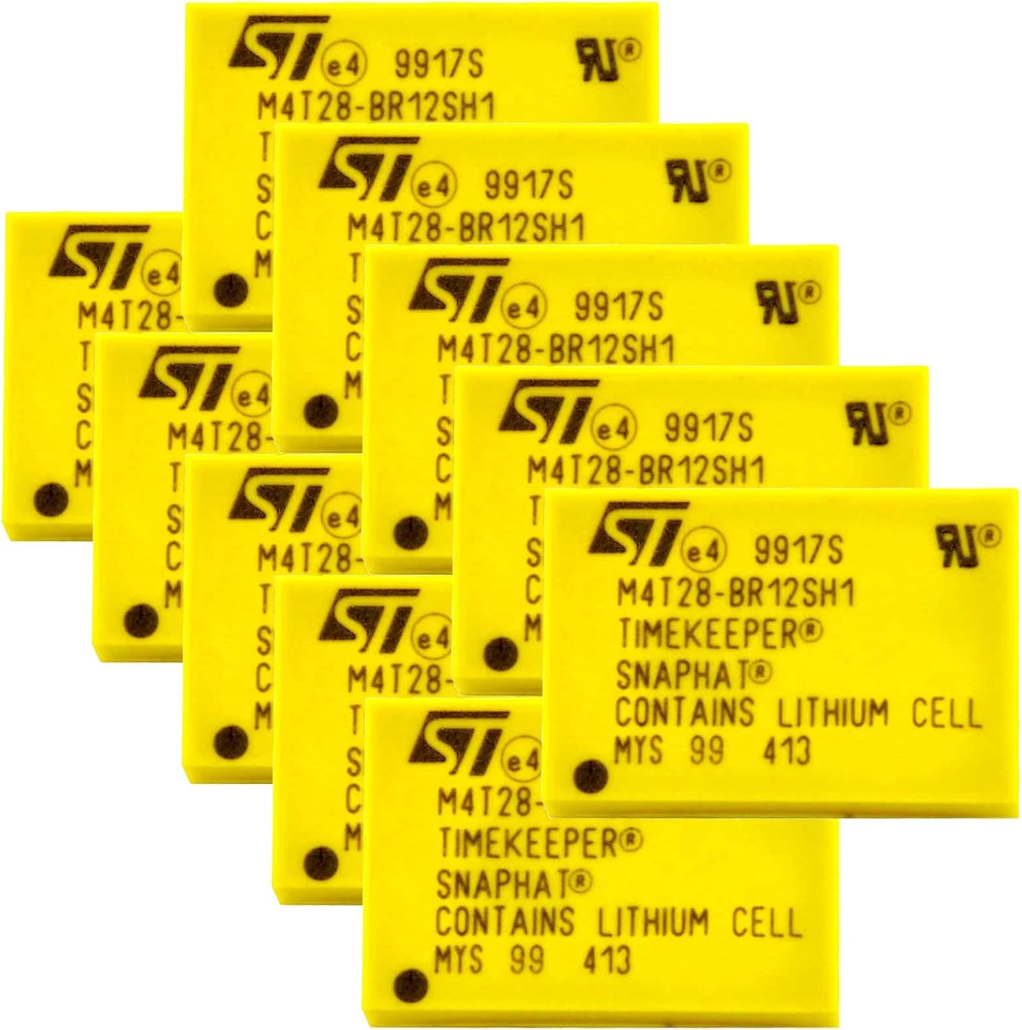 10x STMicroelectronics M4T28-BR12SH1 48mAh IC Lithium 4 pin Battery and Crystal for Timekeeper Nvrams and Supervisors STS Serial Real-time Clock and Non-Volatile SNAPHAT SOIC Battery Backup PC