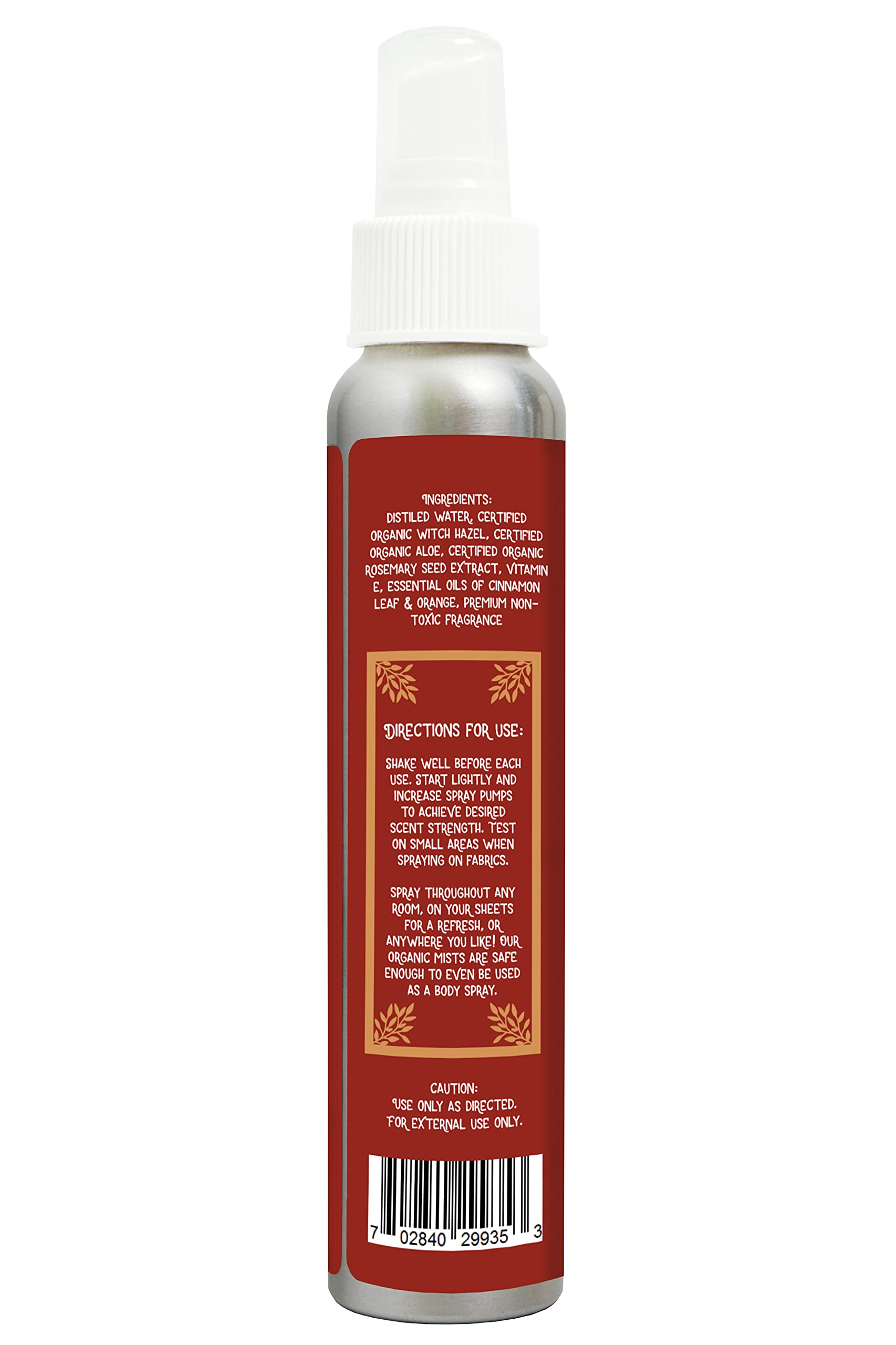 Aira Mist Apple Cinnamon Organic Room Spray - Essential Oil Spray with Organic Ingredients & Therapeutic Essential Oils - Living Room Spray Free of Alcohol & Parabens - Home Fragrance - 4 Ounces