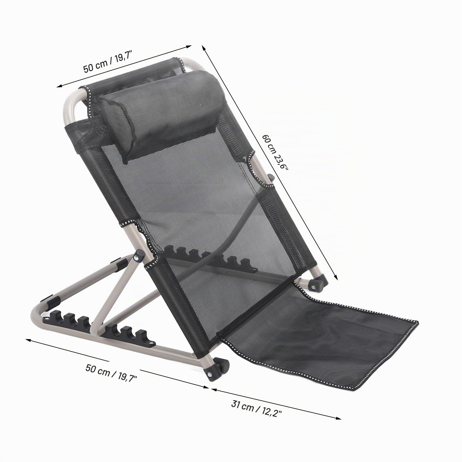 Luqeeg Respaldo Cama Elevable, Respaldo de Cama Ajustable de 6 Velocidades Respaldo Cama Plegable con Almohada Cabeza Respaldo de Cama Elevable Portátil para el Cuidado del Paciente