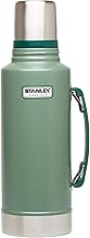 Stanley Heritage Clásico Termo de Vacío con Asa 2.0 qt | Boca Ancha con Tapa Térmica a Prueba de Fugas | Mantenga Bebidas Calientes o Frescas para Viajar | Termo Aislado de Acero Inoxidable | Libre de BPA | Verde Tono Martillo