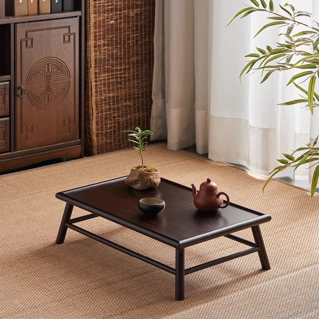 Japanese Style Wood Bench Stool, Low Dining Table, Small Drawing Reading Studying Floor Table, Low Tea Table for Sitting on The Floor, for Meditation, Dining & Spiritual Practices Sofa Table