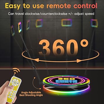 360 Photo Booth Machine 31.5 for Parties, Square Fill Light Lasts 46 Hours, APP Remote Control 80cm 360 Photo Booth Automatic Rotating 360 Spin Camera Video for 3-5 People (31.6)