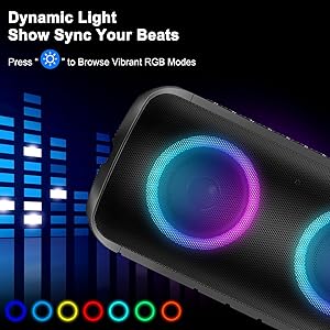 Bluetooth Speaker with 360HD Stereo Sound, BT5.3, Built-in Mic, RGB Lights, 2025 NEW Portable Wireless Speaker IPX7 Waterproof, Dustproof, 12H Playtime, Speaker for Outdoors, Home/Travel/Praty Beach