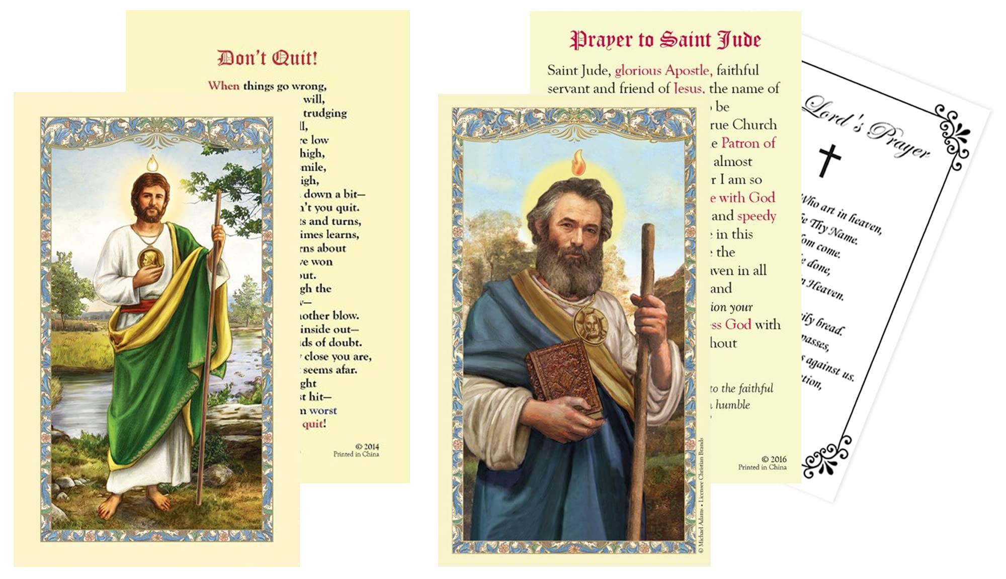 Saint Jude Thaddeus Prayer Card - Laminated St Jude Healing Card, The Lord's Prayer - Patron Saint of Lost Cause Theme Set for Daily Devotion - 3 Items