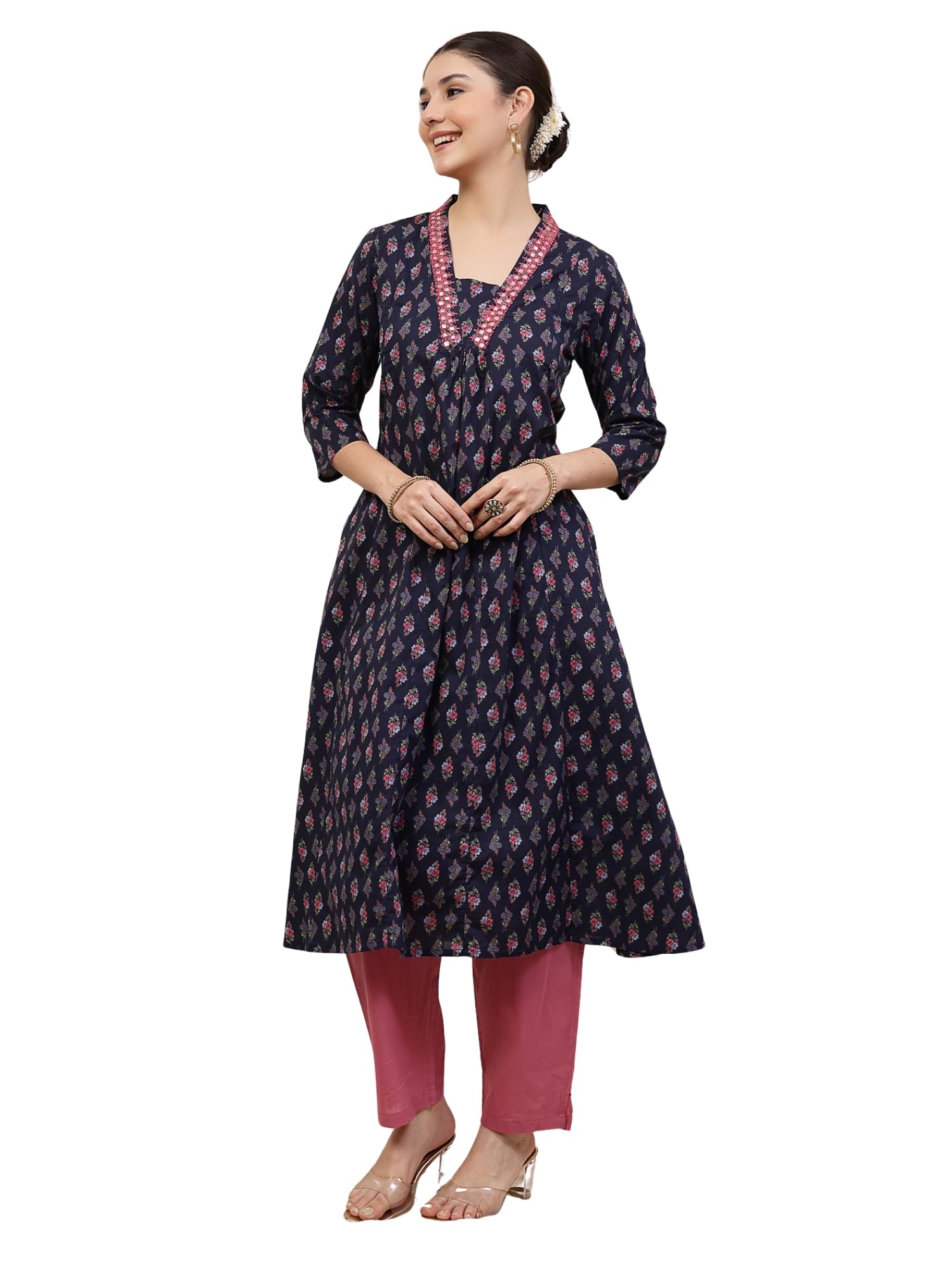 Maternity A-Line Kurta Pant Set with Feeding Zip | Cotton Nursing Kurta with Pants, Concealed Zip Access & Pocket | Pregnancy & Postpartum Wear-image-40