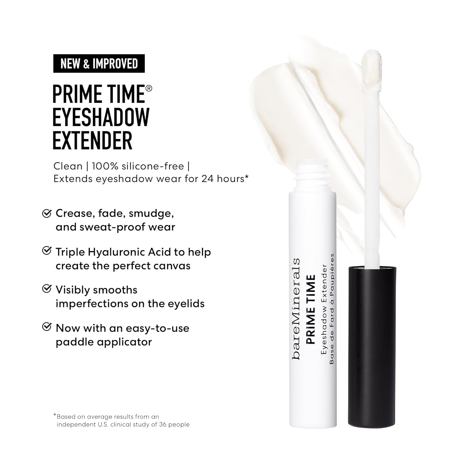 bareMinerals Prime Time Eyeshadow Extender, Primes + Smooths Eyelids For Eyeshadow Application, 24-Hour Wear, Crease-Proof, Waterproof, Vegan - Image 5