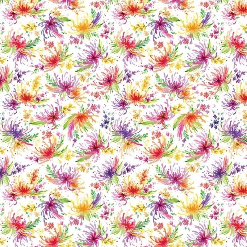 Full Bloom Medium Floral by P and B Textiles Cotton Fabric by The Yard