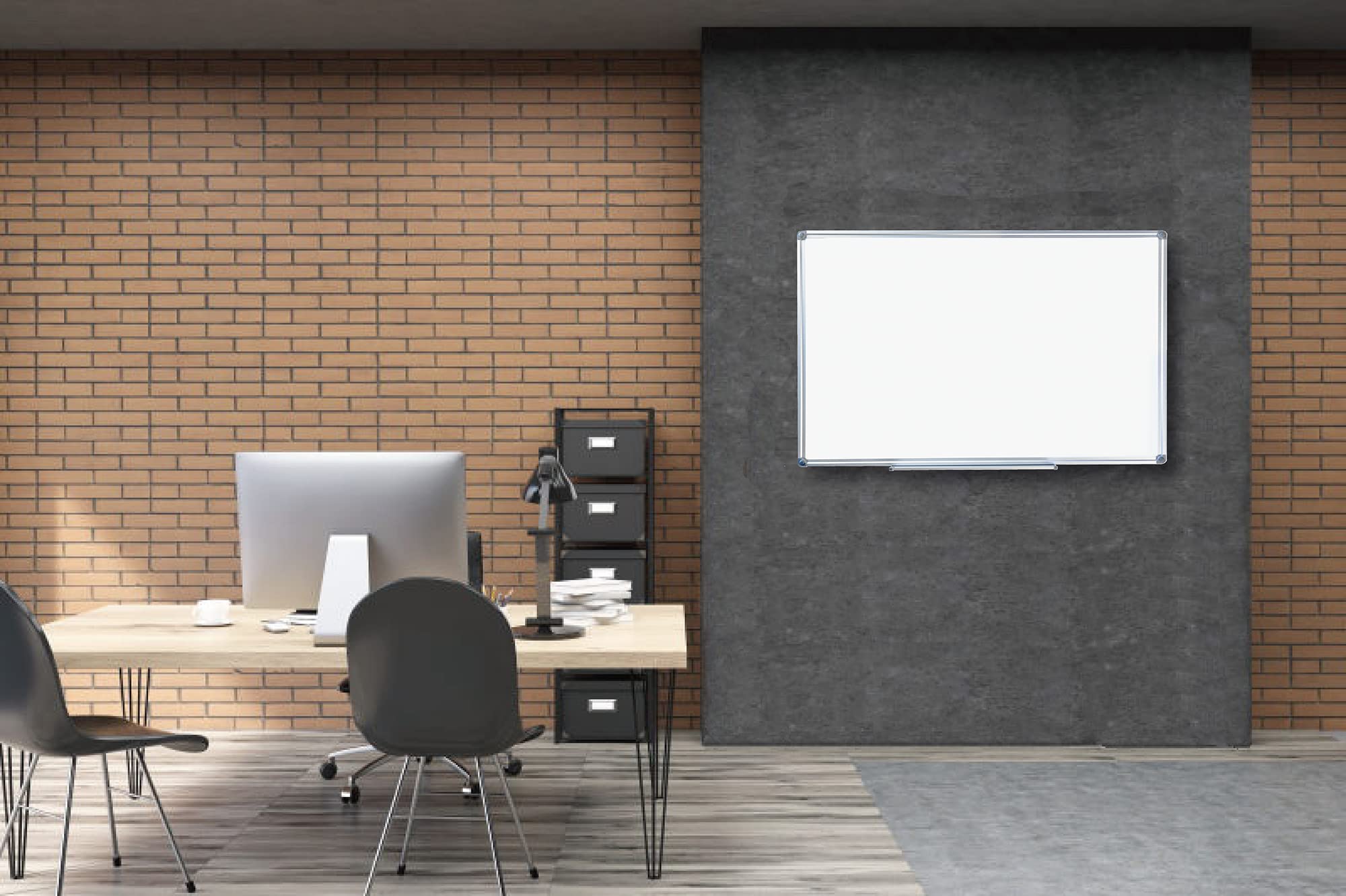 Tablica suchościeralna, magnetyczna tablica suchościeralna z aluminiową ramą i dużą półką na długopisy, w 16 rozmiarach, lakierowana ochronnie, z materiałem montażowym, wymiary: 120 x 90 cm