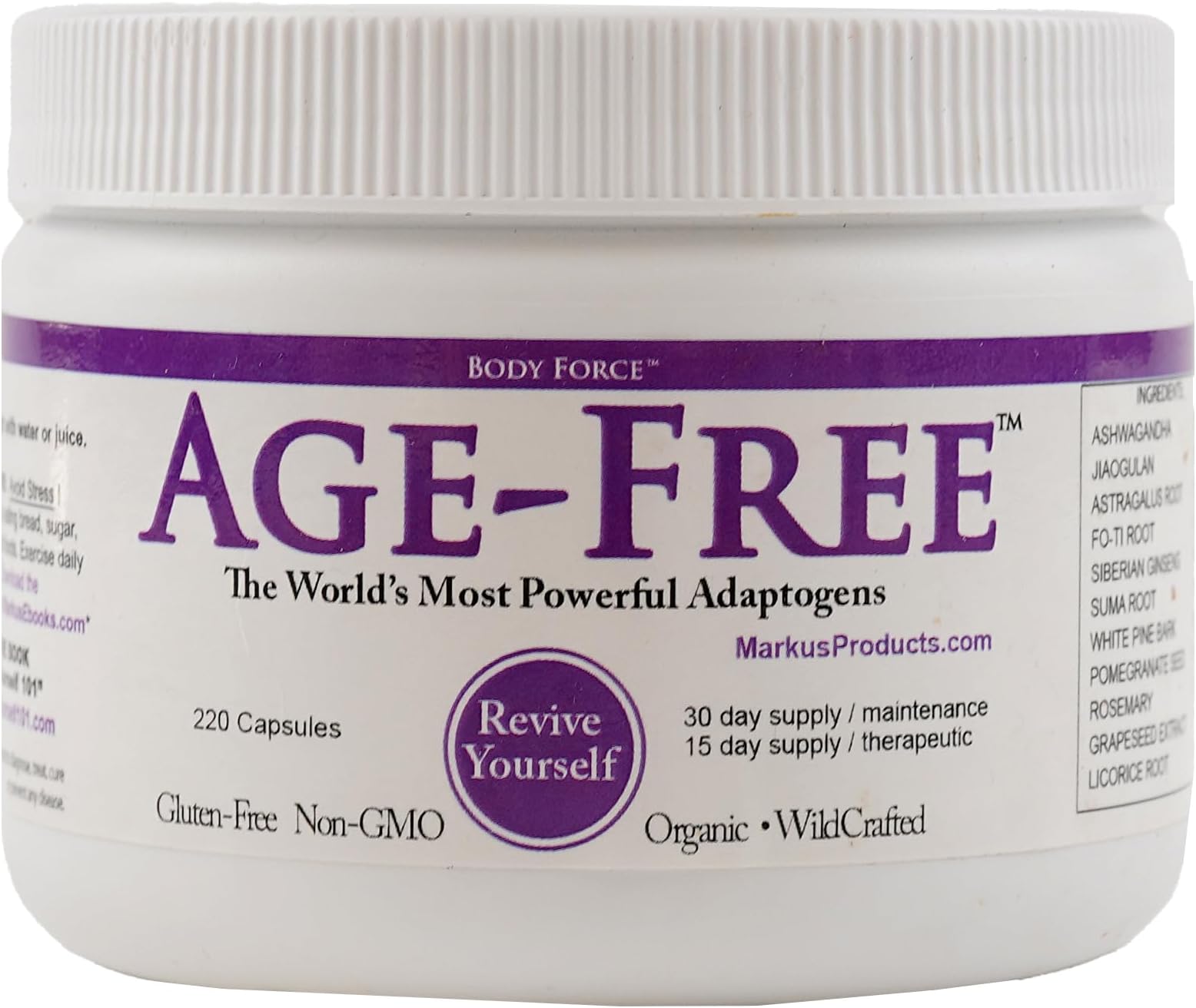 Body Force Age Free Formula - Antioxidant and Adaptogen Capsule Supplement with Tocotrienols, Full B Complex, Ellagitannin and Ashwagandha