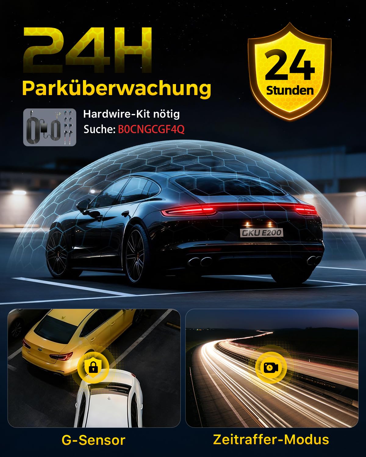 GKU 4K+4K Dashcam Auto Vorne Hinten mit STARVIS 2 Sensor, HDR Nachtsicht
