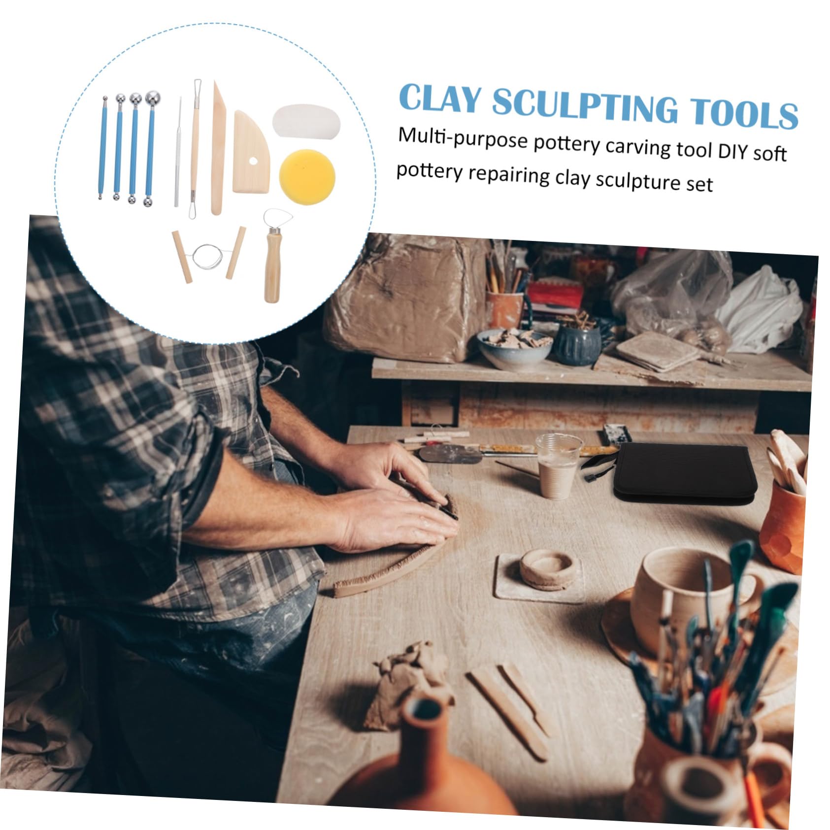 Homoyoyo 2 Sets Clay Sculpting Tools Pottery Modeling Tools with Tips for Carving Molding Smoothing and Shaping Clay for Beginners Professionals