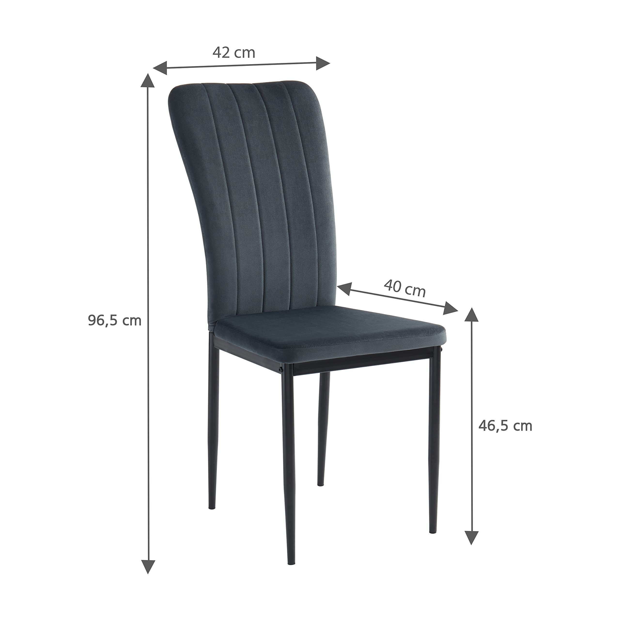 BAÏTA - Sedie Poppy Velluto Grigio Antracite Set di 4
