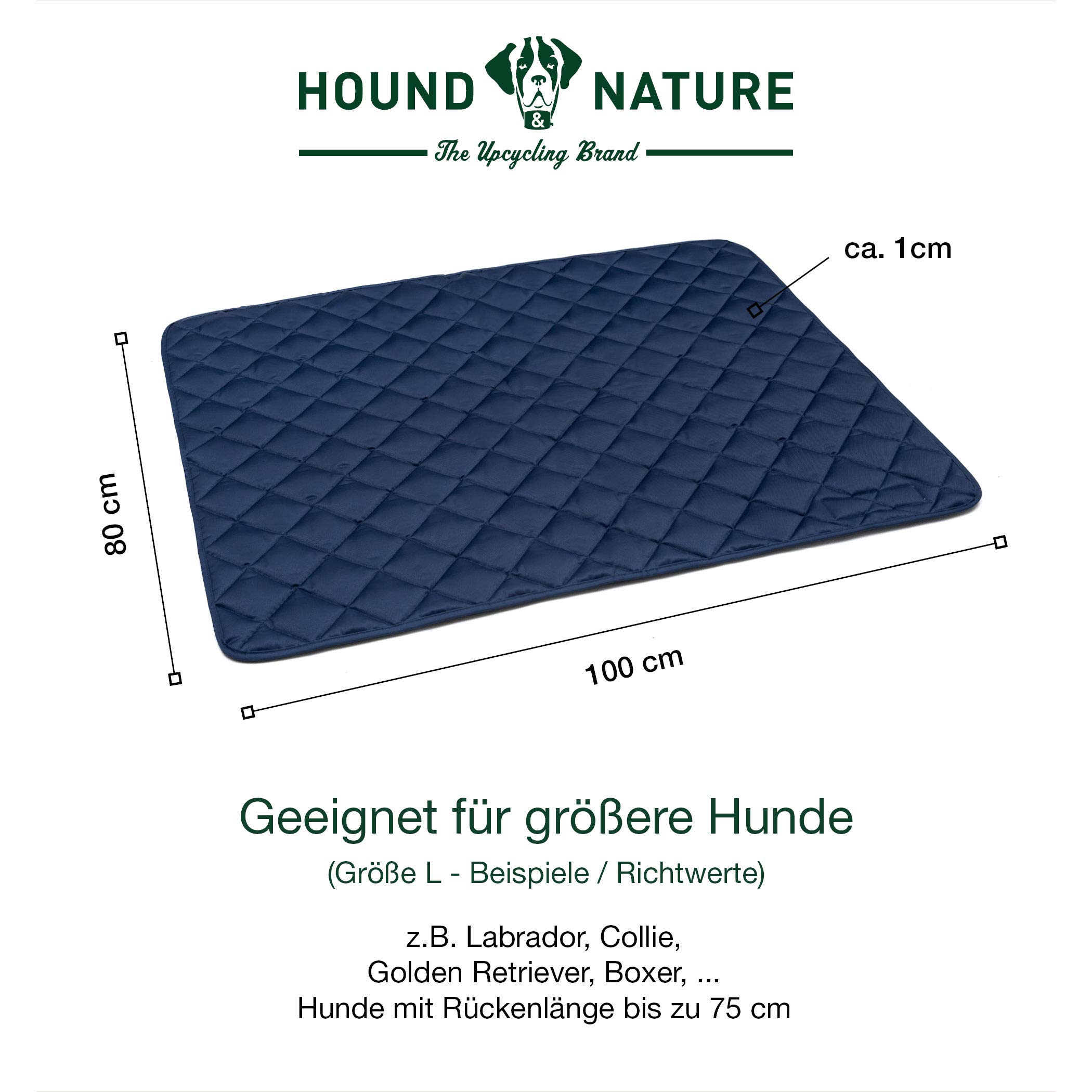 Hound & Nature Manta para perros ecológica Davos, suave, lavable, manta térmica acolchada, higiénica, resistente y sostenible, 100 x 80 cm, color azul oscuro