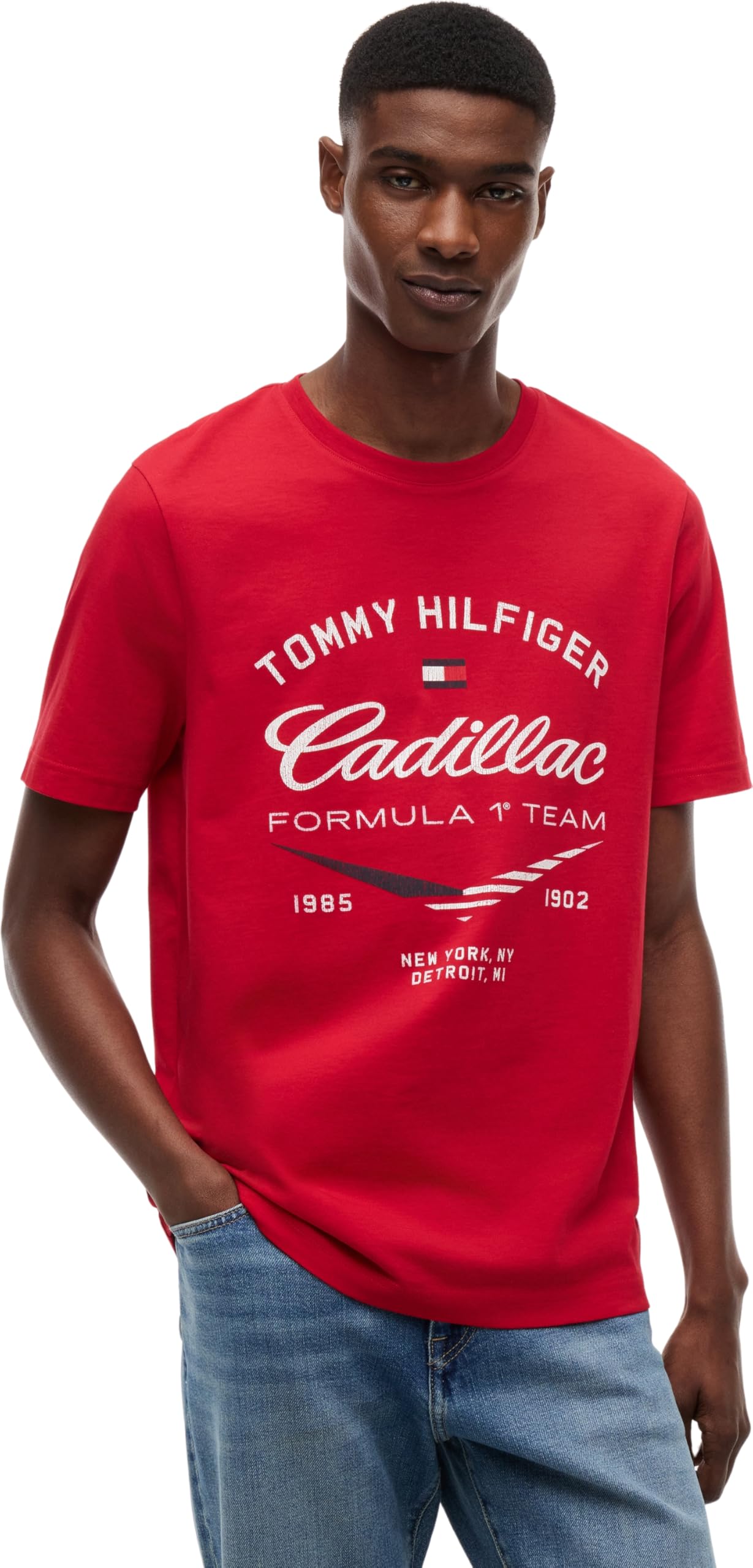 Tommy Hilfiger Unisex T-Shirt Kurzarm TH X Cadillac F1 Varsity Graphic aus Baumwolle