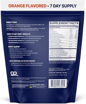 Real Ketones MCT & BHB Exogenous Ketones Drink Mix Packets Elevate Keto Electrolytes Powder Packets No Sugar with 4 Main Electrolytes Plus Hydrating Proprietary Keto BHB - 7-Pack Orange